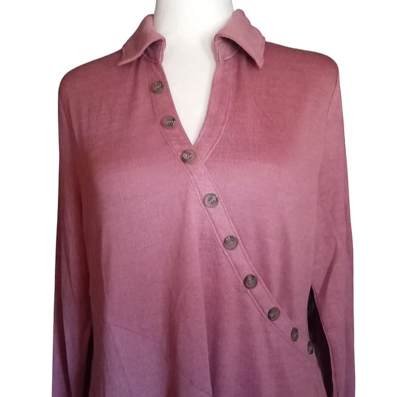 Soft Surroundings Dusty Rose Tamara Tunic Top Button Detail Size Medium - Picture 4 of 7